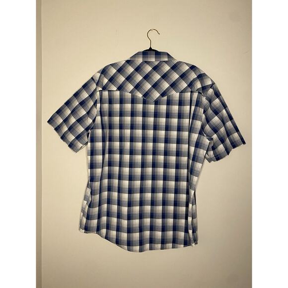 Pendleton PEARL SNAP Men XL Short Sleeve Blue Plaid Button Up Down Shirt - Picture 2 of 4
